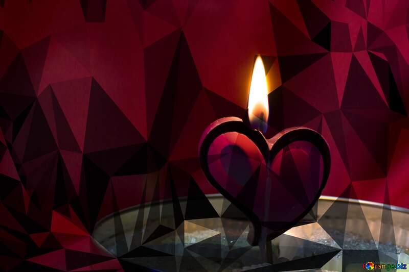Candle in the form of heart Polygonal abstract geometrical background with triangles №17606