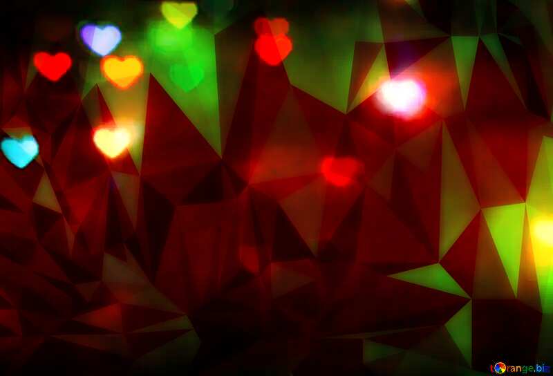 The lights in the shape of hearts Polygonal abstract geometrical background with triangles №37858