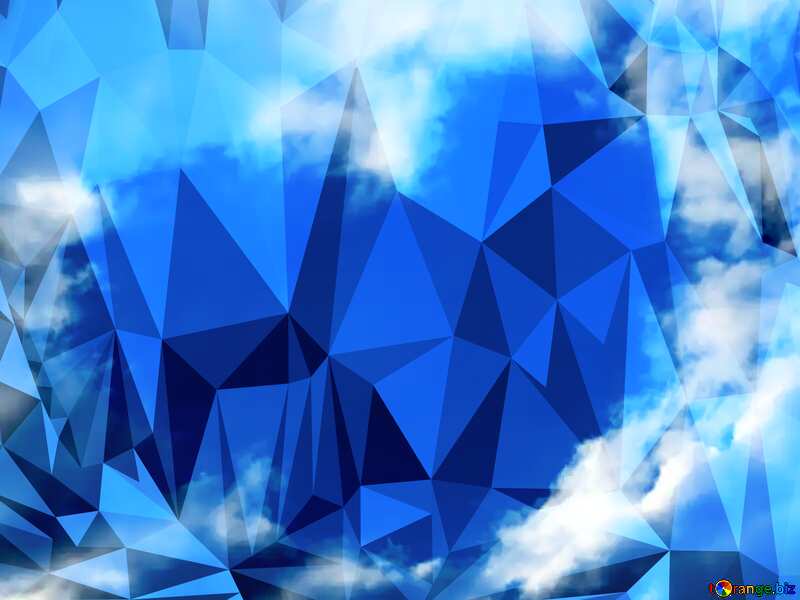 Heart of clouds blue sky Polygonal abstract geometrical background with triangles №22604
