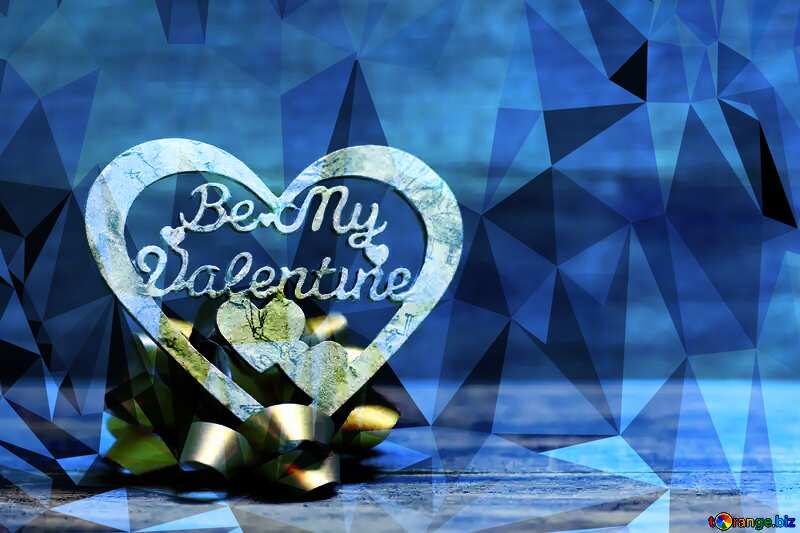 Be My Valentine blue Polygonal abstract geometrical background with triangles №49201
