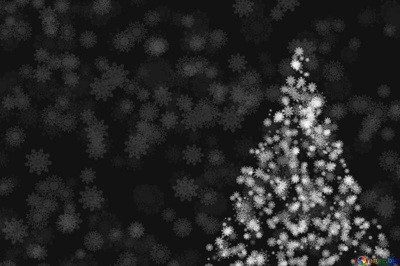 Snowflakes and Christmas tree clipart new year dark black and  white effect №40670
