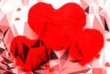 FX №206219 Three red hearts Polygonal abstract geometrical background with triangles
