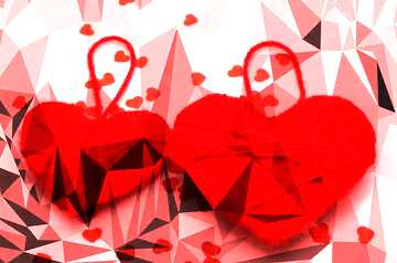 FX №206826 Saint Valentine card two red hearts Polygonal abstract geometrical background love card
