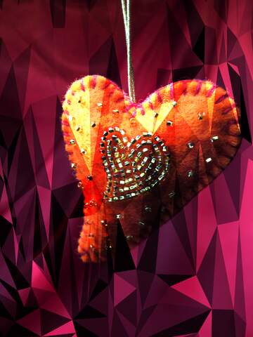 FX №206645 Valentine handmade gift with beads Polygonal abstract geometrical background love card