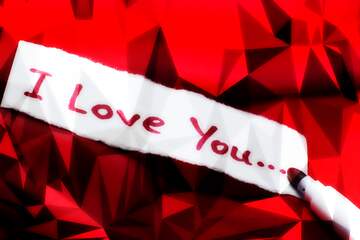 FX №206711 I love you background polygonal techno red  color soft
