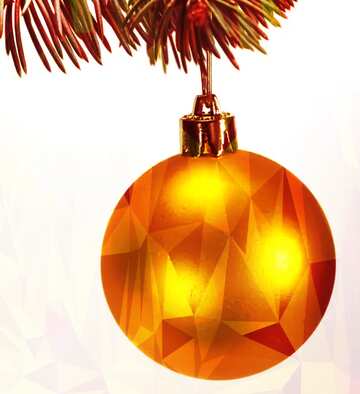 FX №206978 Toys gold  , Christmas tree ball on ,  branch. Polygonal