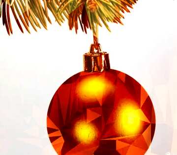 FX №206977 Toys  , Christmas tree ball on ,  branch. Polygonal triangles orange
