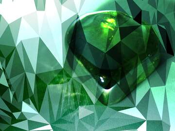 FX №206321 Green heart Polygonal abstract geometrical background with triangles techno color