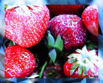 FX №206944 Juicy strawberries fuzzy border polygonal triangles background