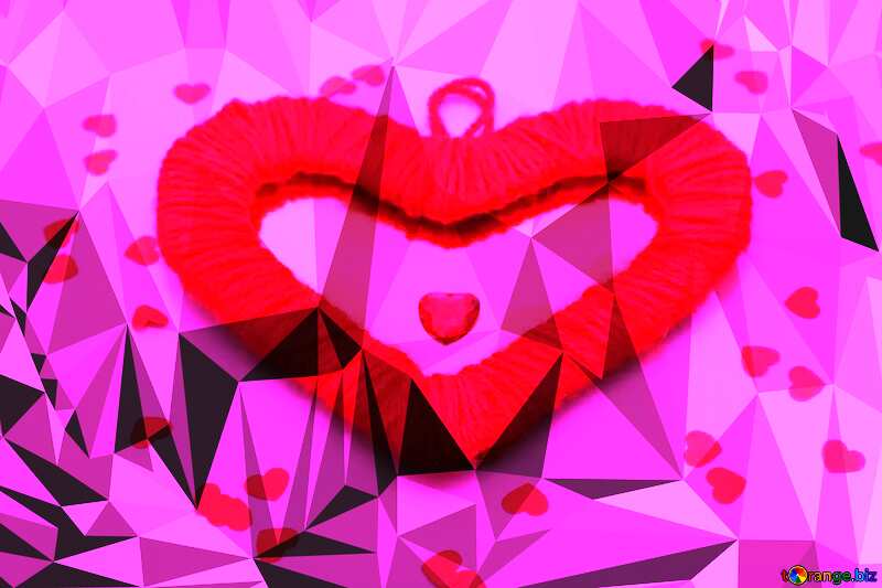 Beautiful Valentine Polygonal abstract geometrical background love card №16395