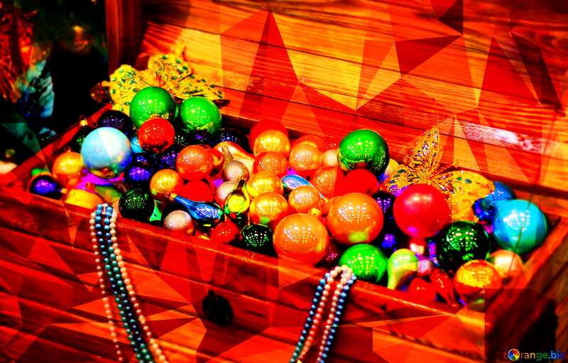Chest full of Christmas toys polygonal №47654