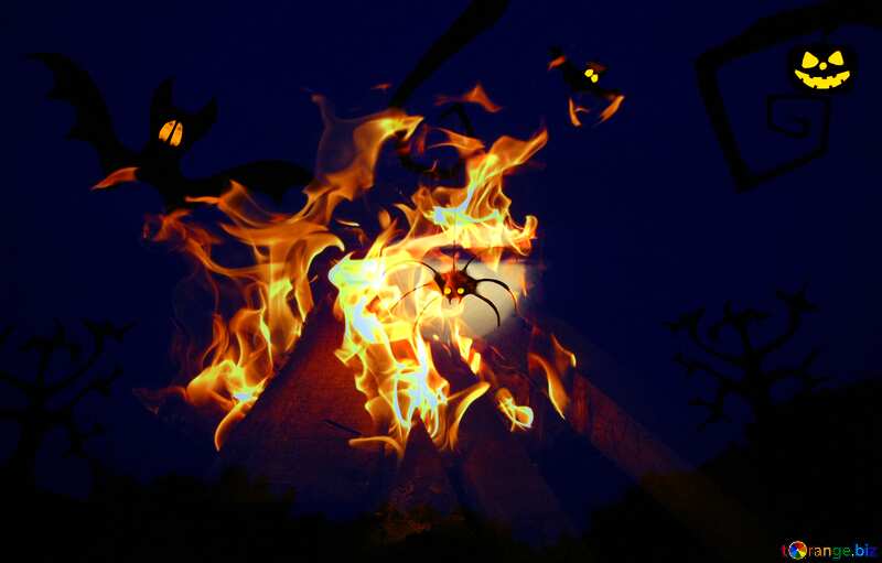 Halloween background for congratulations Fire flame №40474
