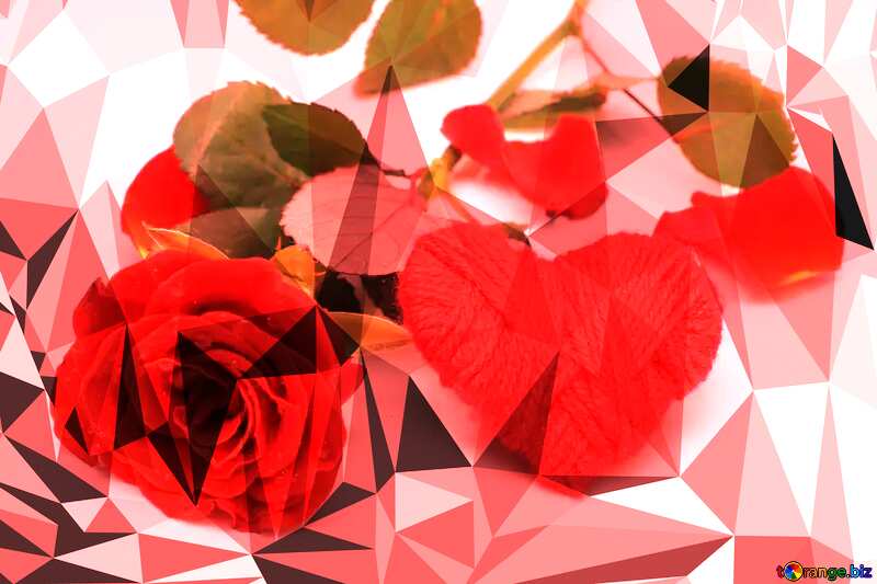 Rose and Heart gift Polygonal abstract geometrical background with triangles №16859