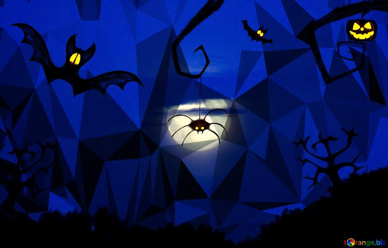 Halloween  Polygonal night  background №40474