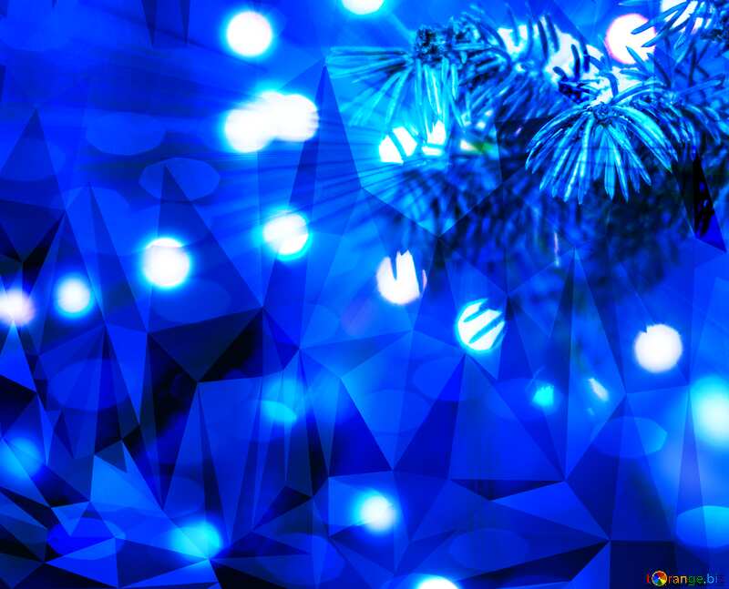 Christmas polygonal blue background №15314
