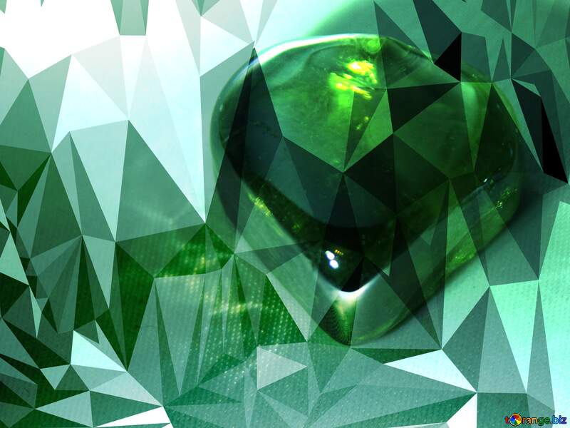 Green heart Polygonal abstract geometrical background with triangles techno color №3665