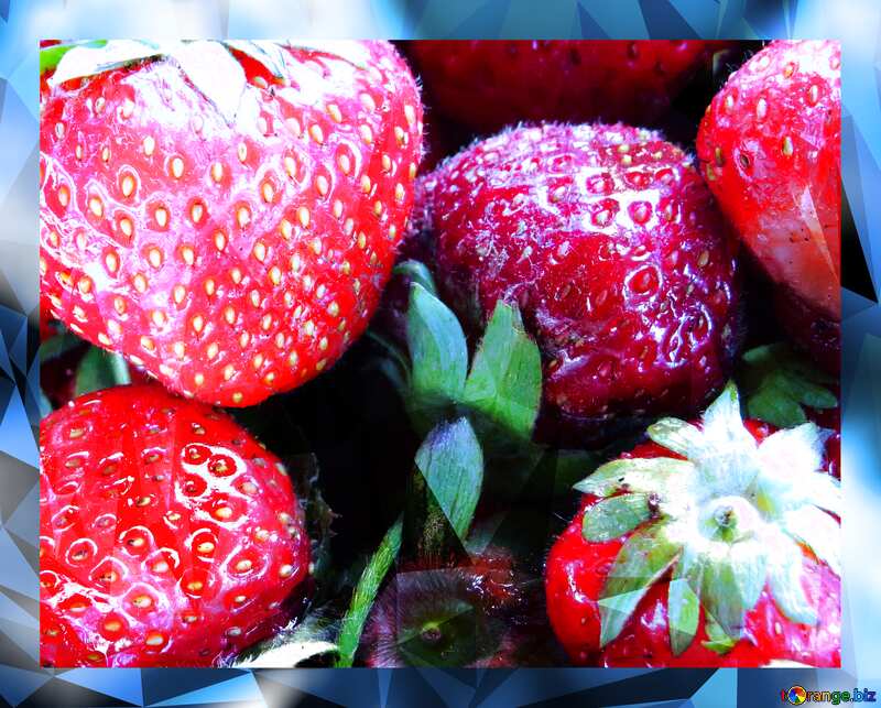 Juicy strawberries fuzzy border polygonal triangles background №22382