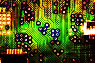 FX №207183 Green  motherboard computer chip printed circuit board Digital technology background binary code