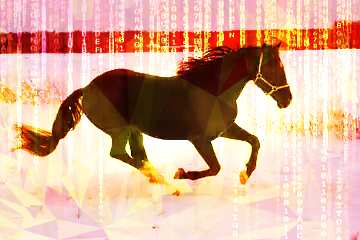 FX №207226 Horse in the snow Digital technology polygonal background