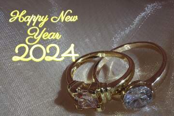 FX №207205 happy new year 2024 two rings  card background