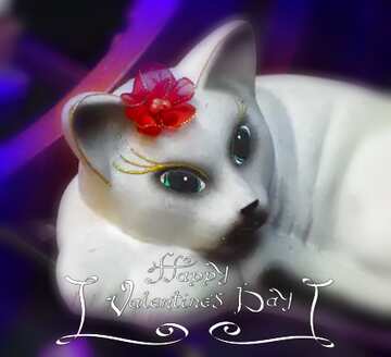 FX №207967 White cat happy Valentines day