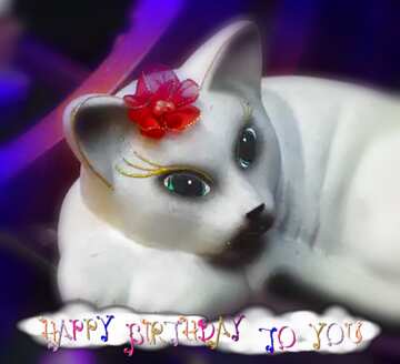 FX №207968 White cat happy birthday card