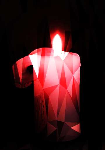 FX №207299 Burning candle polygonal  red  background