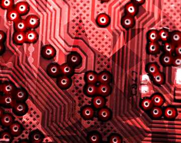 FX №207177 Red  motherboard printed circuit board computer chip polygonal background techno