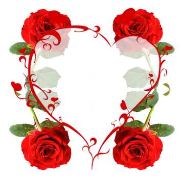 FX №207951 Red beautiful rose pattern heart red frame