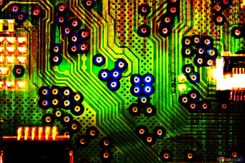 Green  motherboard computer chip printed circuit board Digital technology background binary code №51569