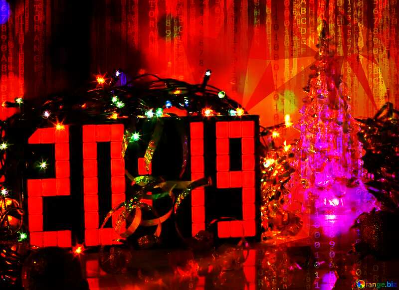 Happy New Year 2019  technology binary code №48257