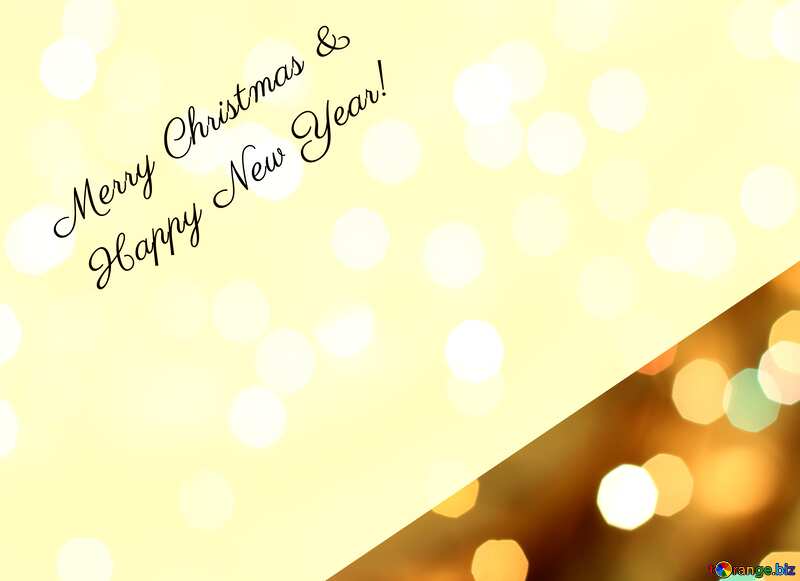 Beautiful inscription Merry Christmas and Happy New Year! bokeh gold  background №49656