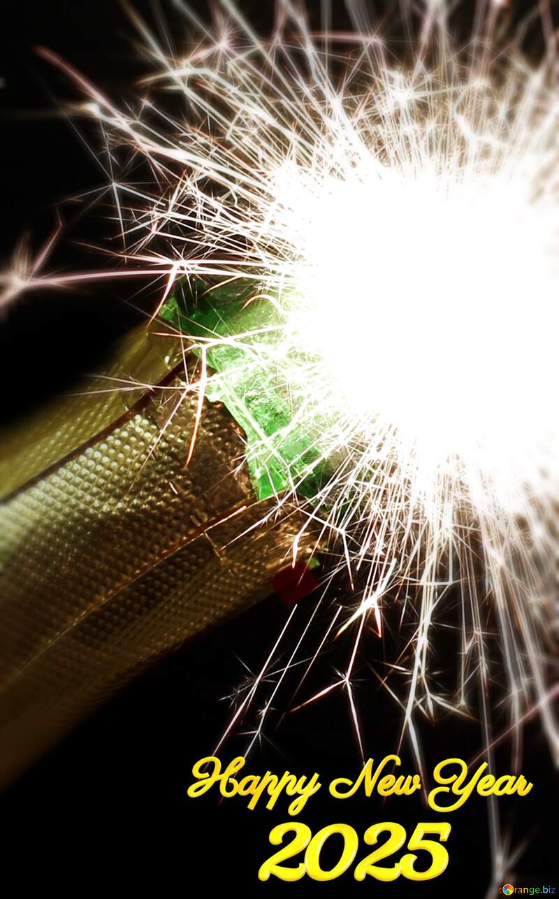 New Year`s fireworks with champagne  happy new year 2025 №25622