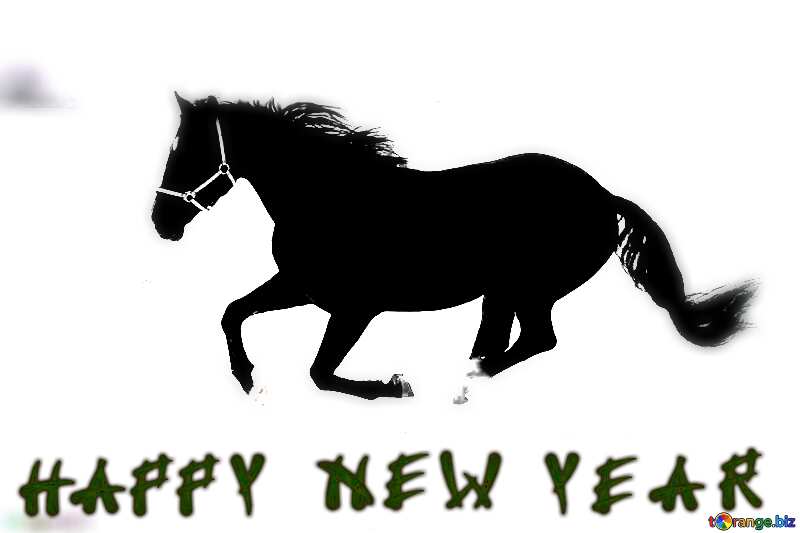 Horse in the snow happy new year card №18191