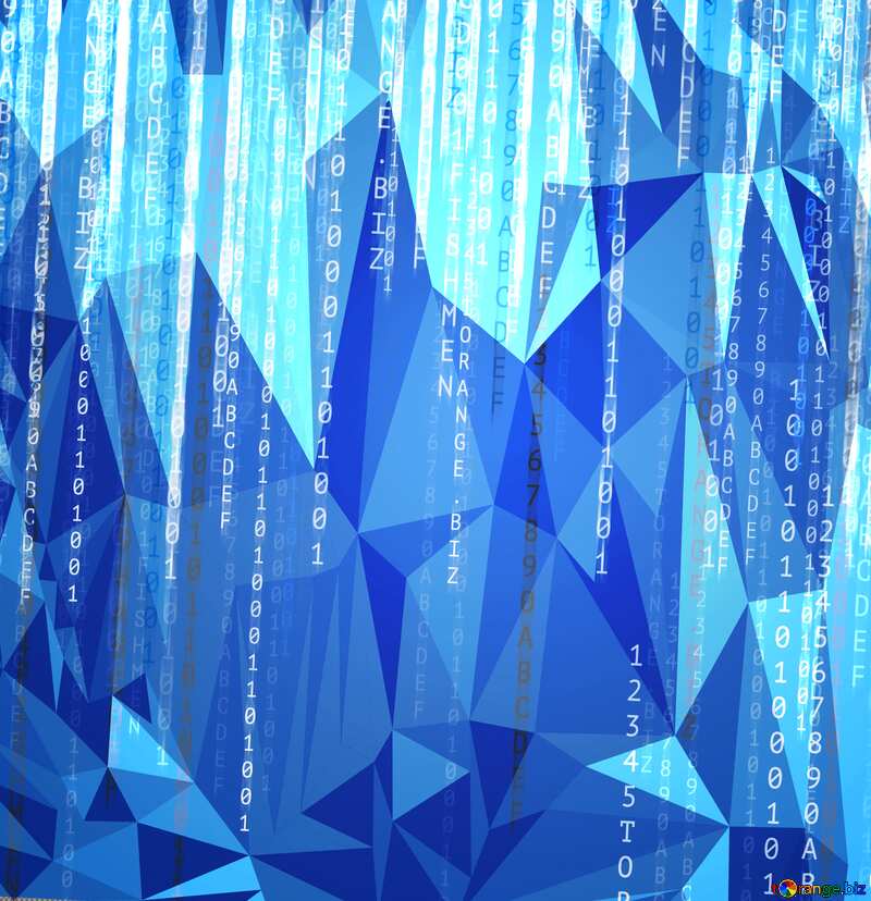Digital enterprise matrix style background polygonal triangles techno blue color №49671