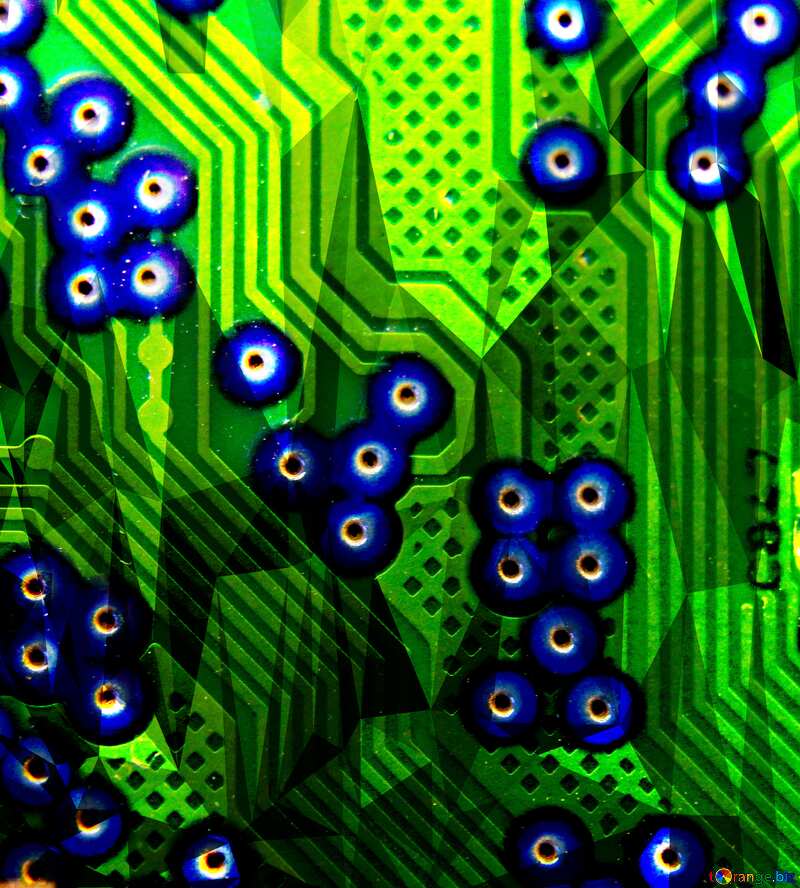 Green computer board  polygonal picture №51569