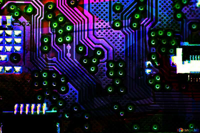 Dark Blue printed circuit board motherboard computer chip №51569