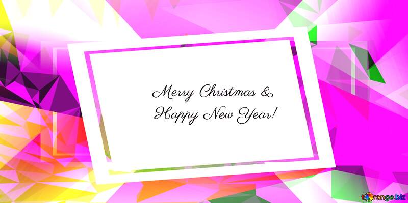 Beautiful inscription Merry Christmas and Happy New Year! triangles Polygon template geometrical №49656
