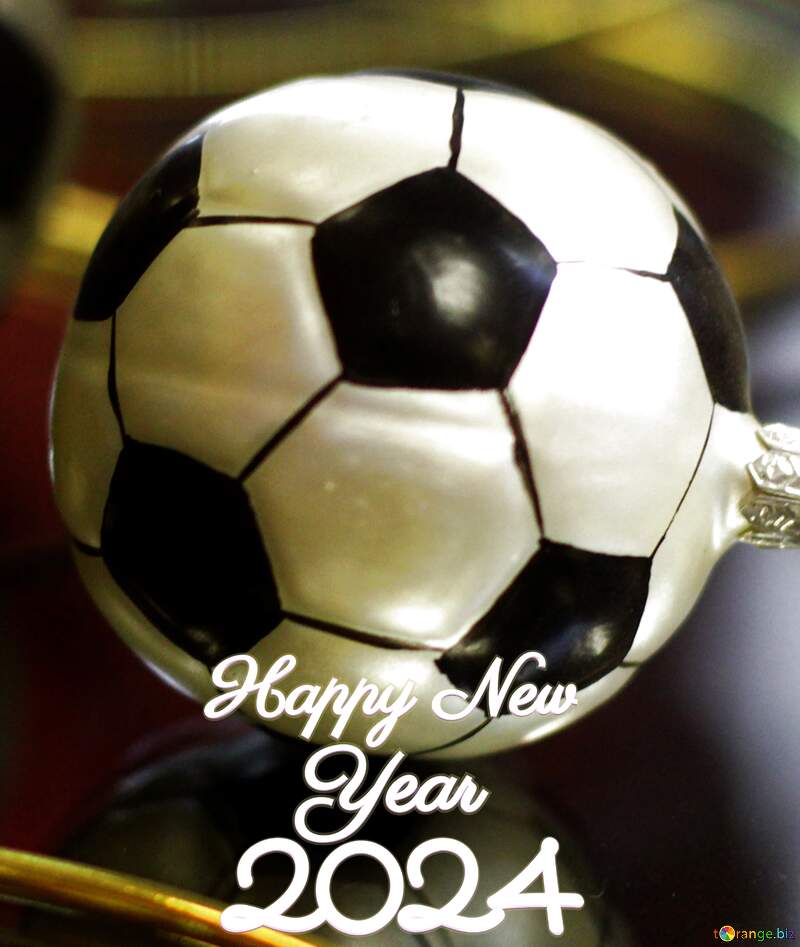 Decoration for a Christmas tree in the shape of a soccer ball happy new year 2024 №49520