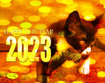 FX №208339 Kitten Christmas bokeh background happy new year 2023