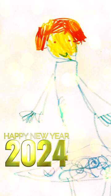 FX №208903 ballerina kids  drawing happy new year 2024 card