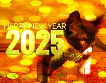 FX №208339 Kitten Christmas bokeh background happy new year 2025