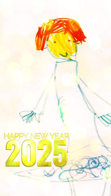 FX №208903 ballerina kids  drawing happy new year 2025 card