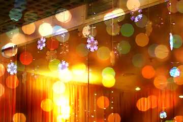 FX №208618 Curtains in window flower lights christmas decoration snowflakes Background Bokeh