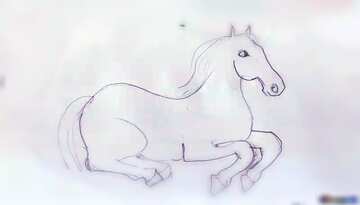 FX №208402 Pencil sketch of horse blue blur frame