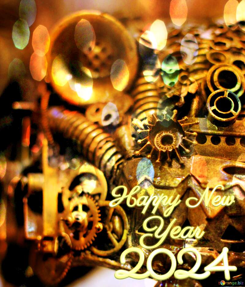 Steampunk Christmas happy new year card 2024 №48976