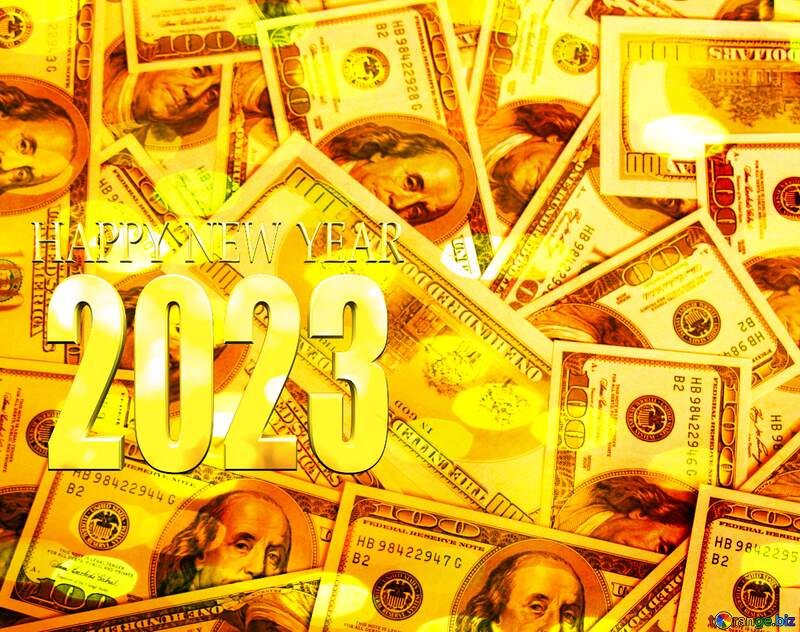 Dollars Christmas bokeh background happy new year 2023 №1506