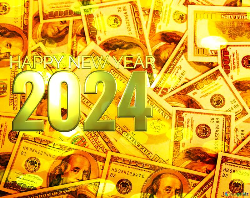 Dollars Christmas bokeh background happy new year 2024 №1506