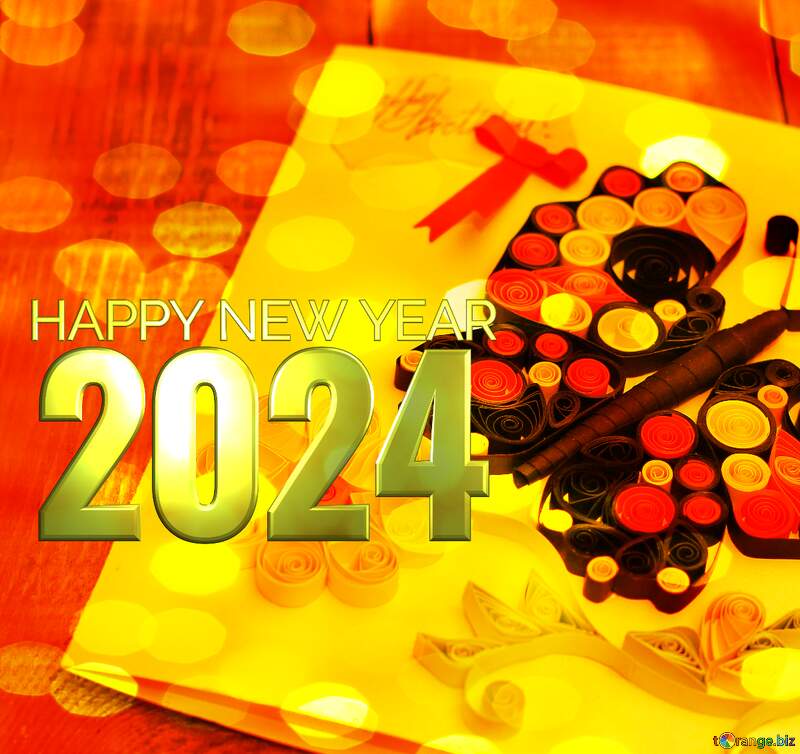 crafts card  quelling  happy new year 2024 №36323