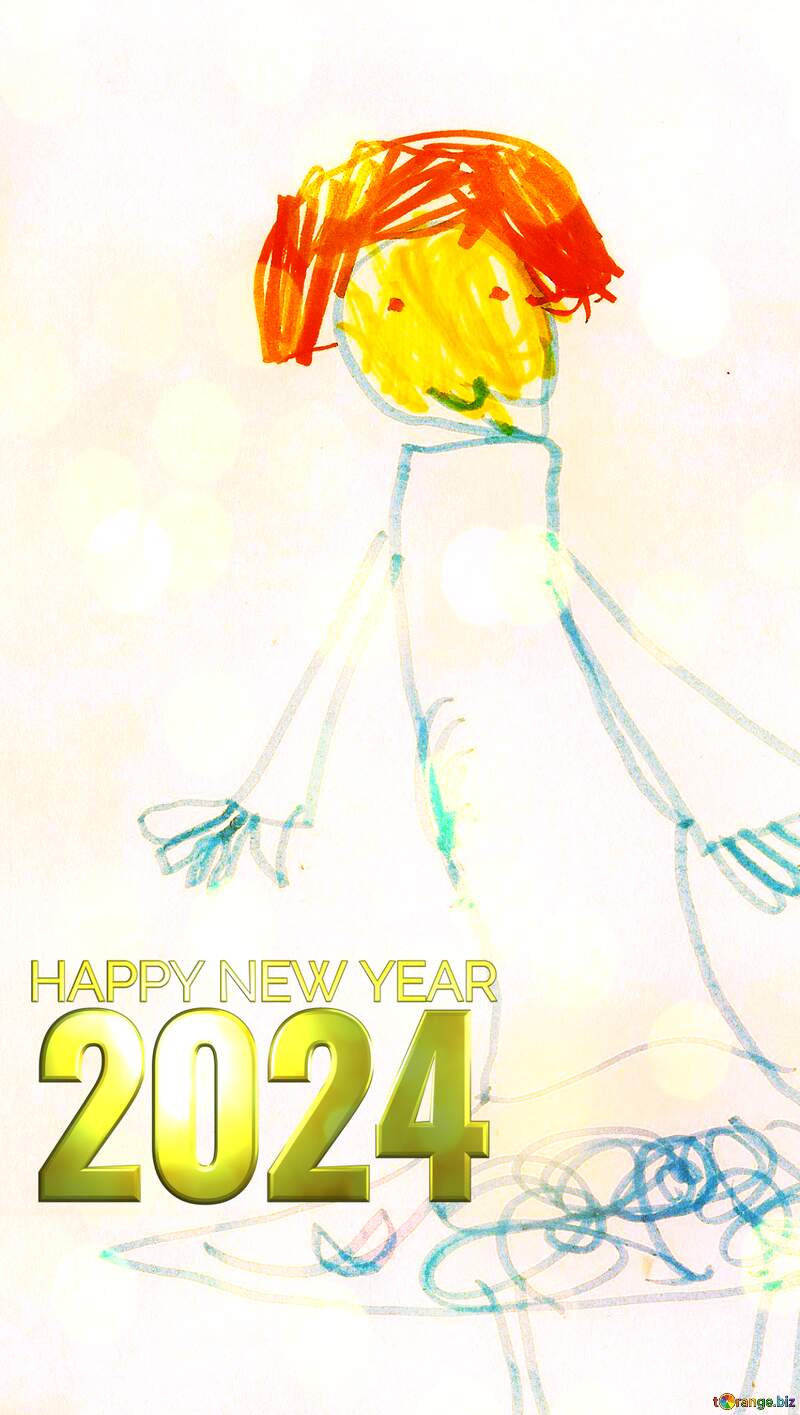 ballerina kids  drawing happy new year 2024 card №42802